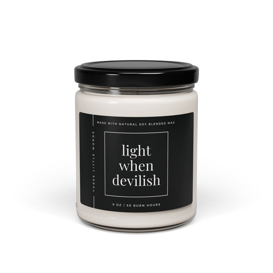 light when devilish soy candle