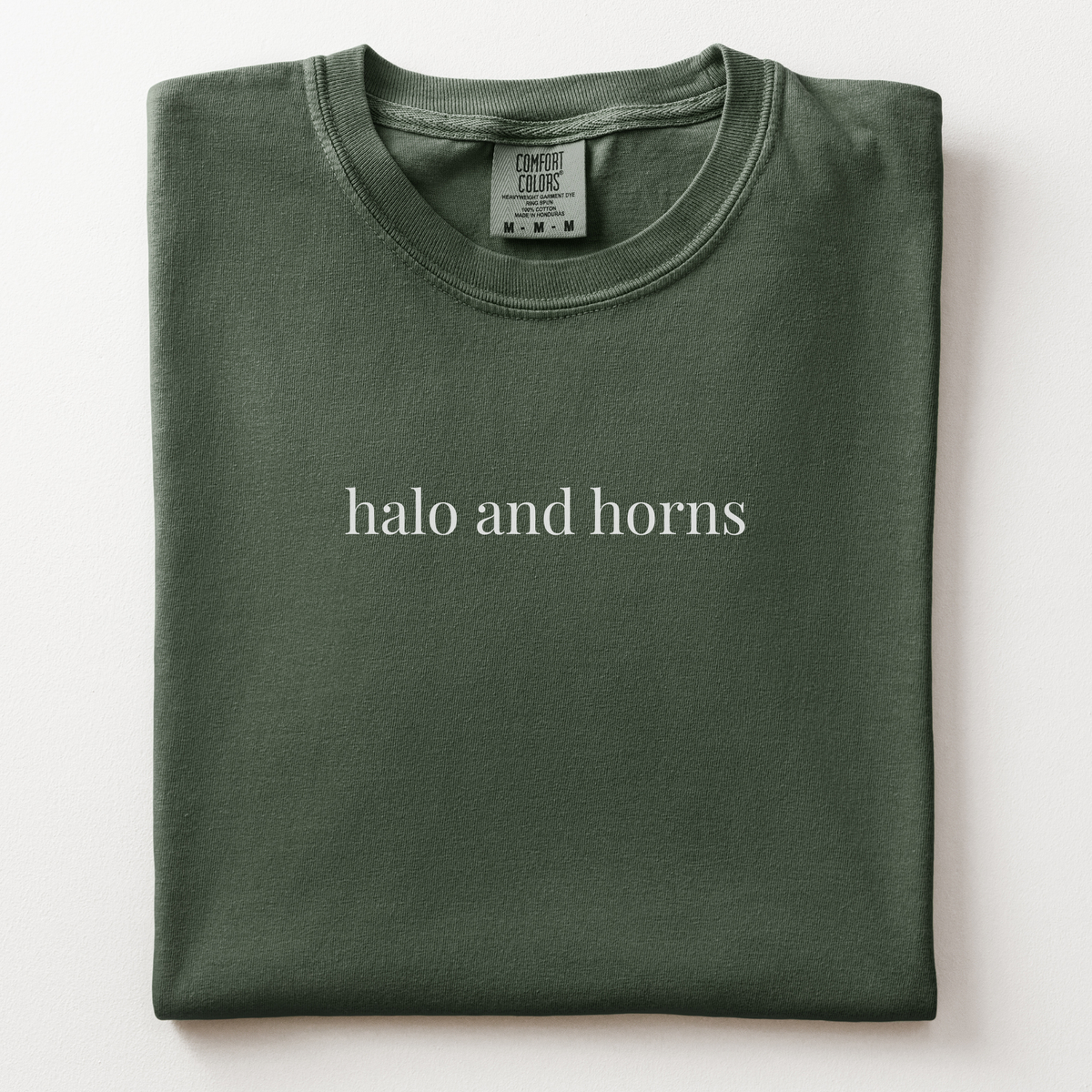 halo and horns comfort tee
