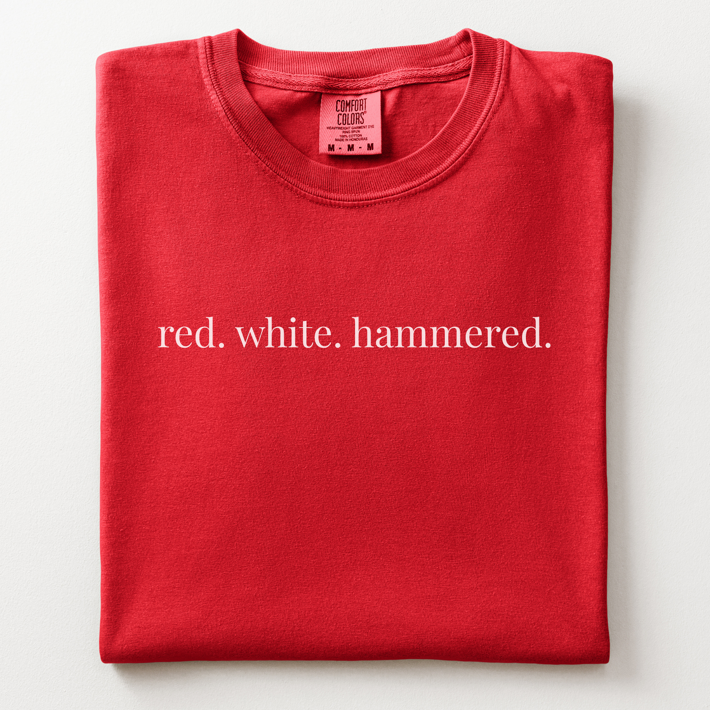 red. white. hammered. comfort tee