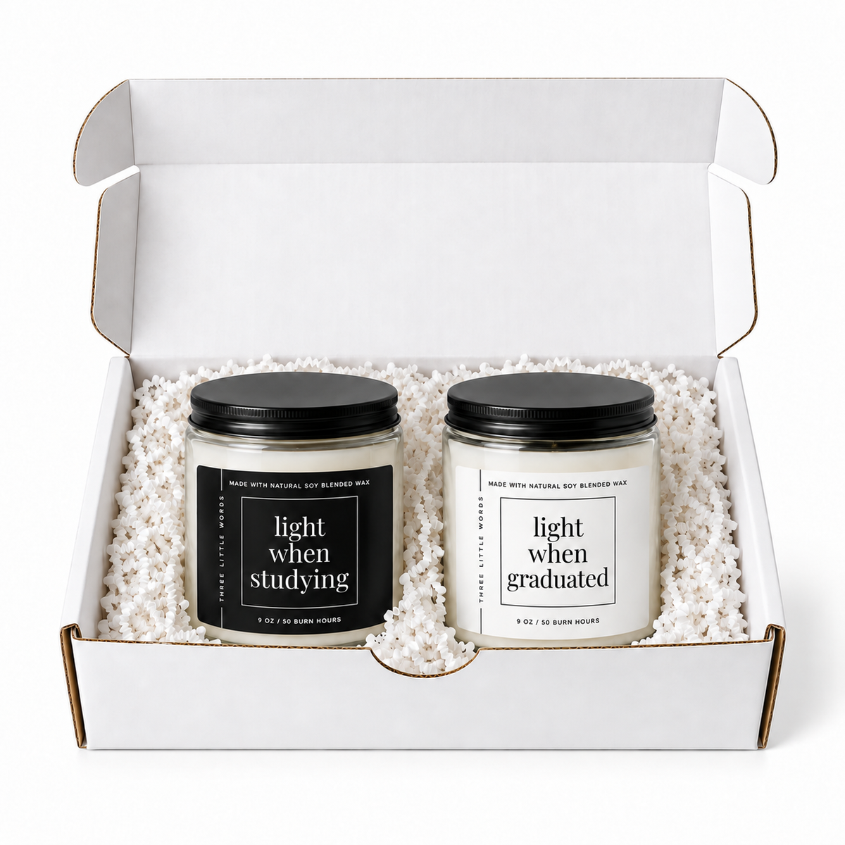 light when studying / light when graduated candle duo