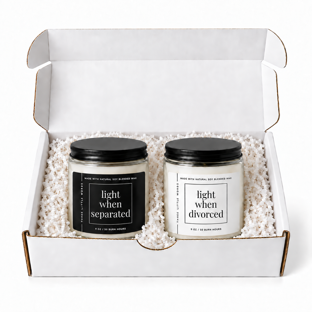 light when separated / light when divorced candle duo