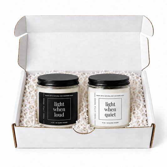 light when loud / light when quiet candle duo