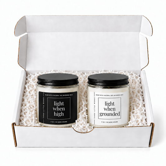 light when high / light when grounded candle duo